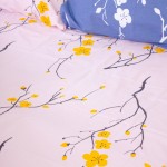 Постільна білизна Бязь Голд - синій з рожевим "Жовтий цвіт" 180х215 см двохспальний розмір
