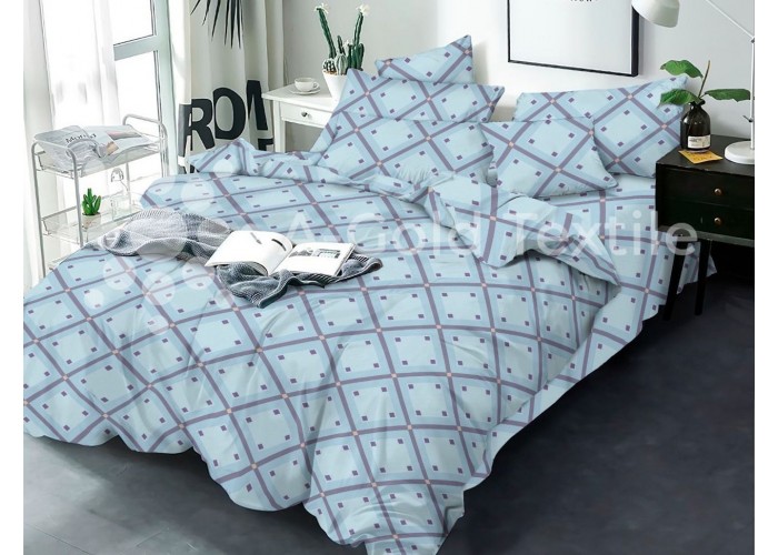 Постільна білизна Бязь Голд - "Сітка" блакитний 180х215 см двохспальний розмір