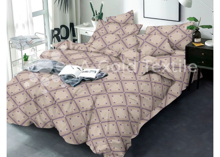   Постельное белье Бязь Голд - "Сетка" бежевый 180х215 см двуспальный размер 