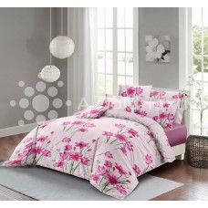  Постільна білизна Бязь Голд - "Амбре" рожевий з квітами 180х215 см двохспальний