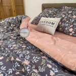 Постільна білизна Бязь Голд - сірий з рожевим "Квіточка" 180х215 см двохспальний розмір