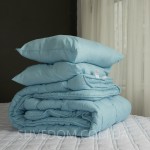 Набор Голубой стёбаного одеяла с подушками 70*70 см Damani в размерах