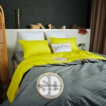  Набор постельного белья Страйп сатин компаньон Серый + Желтый 200х215 см
