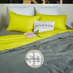  Набор постельного белья Страйп сатин компаньон Серый + Желтый 200х215 см
