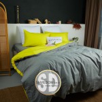 Набор постельного белья Страйп сатин компаньон Серый + Желтый 150х215(2) см семейный 