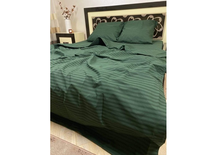   Постельное белье DaMari Бязь Голд - зеленый "Страйп" 180х215 см двуспальный размер 