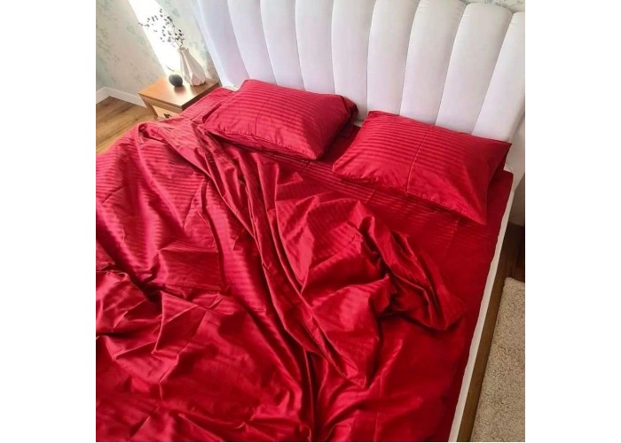   Постельное белье DaMari Бязь Голд - красный "Страйп" 200х215 см евро размер 
