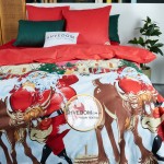   Постельное белье DaMari Бязь Голд -  красный "Санта и Рудольф" 180х215 см двуспальный размер 