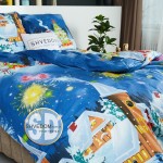   Постельное белье DaMari Бязь Голд -  синий "Ночь перед Рождеством" 200х215 см евро размер 