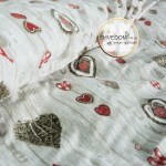 Постільна білизна тканина фланель DaMari "Сердечки" колір сірий в півтораспальному розмірі