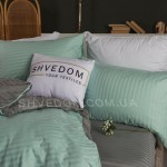  Набор постельного белья Страйп сатин компаньон Мята + Серый 150х215 см