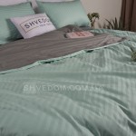  Набор постельного белья Страйп сатин компаньон Мята + Серый 200х215 см