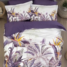 Постельное белье First Choice c. 3D Digital Satin Palm Garden Purple 160×220 см Белый + Фиолет