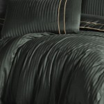  Постільна білизна First Choice c. Deluxe Satin Dark Series 200х220 см Stripe Style Dark Green 