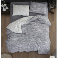 Постільна білизна фланель Туреччина First Choice "Larnell Grey" колір сірий 200х220 (50х70 см)