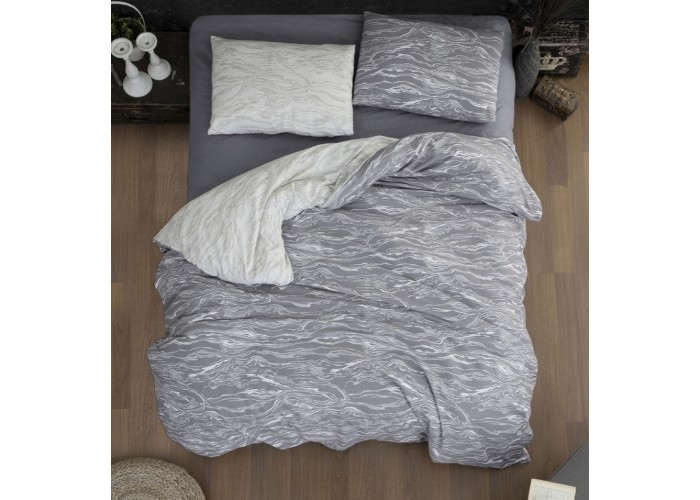 Евро постельное белье фланель First Choice Larnell Grey серый Турция  (50х70 см)