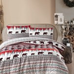 Полуторное постельное белье фланель First Choice Cozy Tile красный Турция 160х220 (50х70 см)
