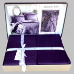 Постільна білизна First Choice c. Jacquard Satin Dark 200x220 см Athena Purple Фіолет
