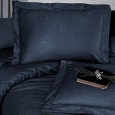 Постельное белье First Choice c. Jacquard Satin Dark 200x220 см Feodora Navy Blue Синий