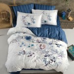 Постельное белье La Romano Premium Satin 200х220 см Floral Blue Белый + Синий