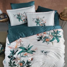 Постельное белье La Romano Premium Satin 200х220 см Nadia Tapestry Белый + Зеленый