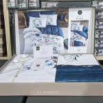Постільна білизна La Romano Premium Satin 200х220 см Floral Blue Білий + Синій