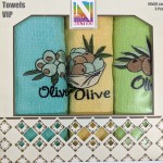  Кухонные вафельные полотенца в наборе Nilteks Vip Olive 40х60 см 3 шт.