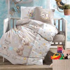 Детское постельное белье с мишкой Clasy Baby Ranforce 100×150 см Little Bear бежевый
