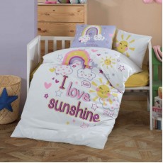 Детское постельное белье с райдугой Clasy Baby Ranforce 100×150 см Sun Love