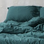 Комплект постельного белья Limasso Stonewashed 200 х 220 см евро "Dark Green" Варенный Хлопок 