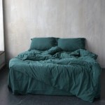 Комплект постільної білизни Limasso Stonewashed 200 х 220 см євро "Dark Green" Варена Бавовна
