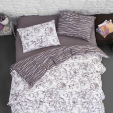 Евро постельное белье фланель First Choice Rozen lilac Турция (50х70 см)