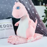Плед плюшевая игрушка Розовый "Динозаврик" 110х160 см