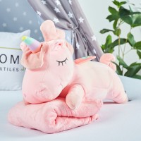 Детский плед игрушка " Единорог" 110х160 см цвет Розовый плюш