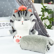 Дитячий плед іграшка "Кіт" 110х160 см колір Сірий плюш
