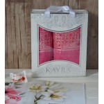 Набір махрових рушників Туреччина Kayra Premium Asia фуксія 50х90 см + 70х140 см 2шт