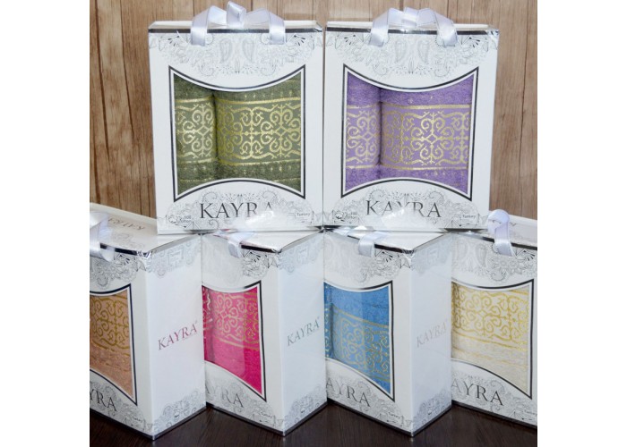 Набір махрових рушників Туреччина Kayra Premium Asia блакитний 50х90 см + 70х140 см 2шт