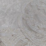 Скатерть бархатная с кружевом Haspen Zeynep 160 × 220 см Krem Кремовая
